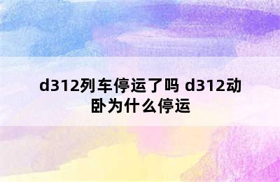 d312列车停运了吗 d312动卧为什么停运